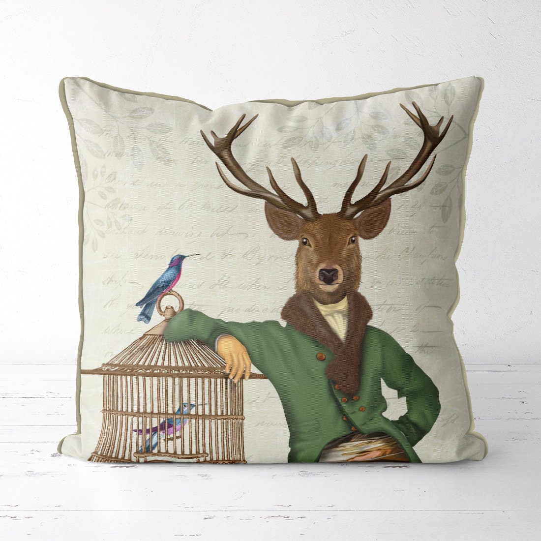Deer pillow cover Deer decor Animal pillow Deer & Bamboo Etsy