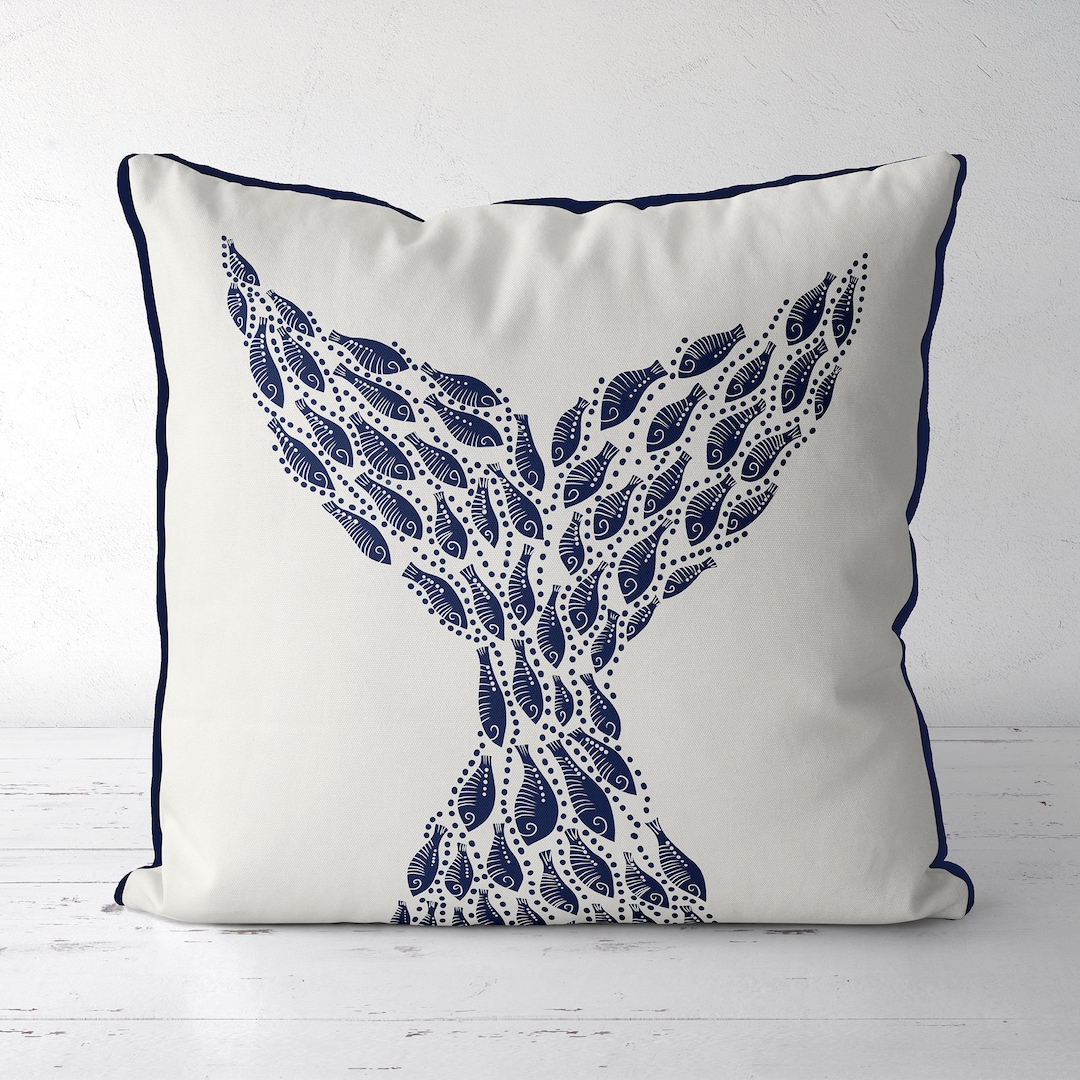 Modern Coastal Pillow Covers Coastal Throw Pillows Little Fishes Whale