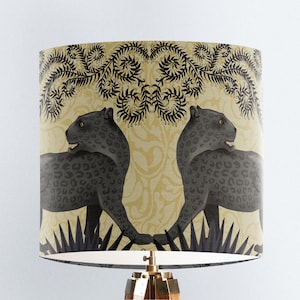 Panther lamp shade Palm tree lamp shade Animal lampshade Black panther decor Gold designer shade Tropical home decor Funky lampshade - Gold