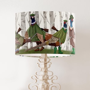 Shooting Party Pheasant Lamp Shade - Country style lampshade for table lamp,  or pendant lamp shade for ceiling, Country woodland decor