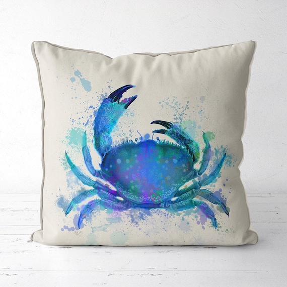 coastal pillows nautical throw cushion Blue Crab Pillow Cover nautical decor beach decor Beach house decor crab cushion crab gifts accent
