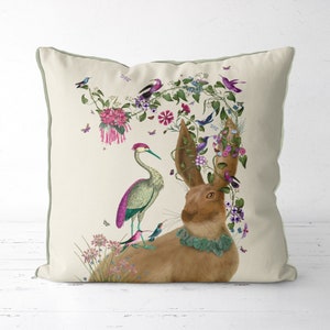 Woodland Animal bunny pillows woodland nursery pillow spring pillows easter gift woodland home style rabbit pillows scatter cushion uk shop