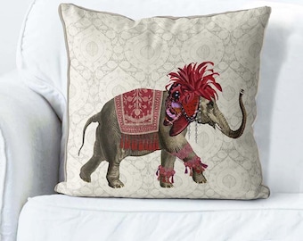 Elephant decor Elephant pillow indian decor animal cushion Elephant cushion boho pillows red Accent Cushions living room decor throw pillow