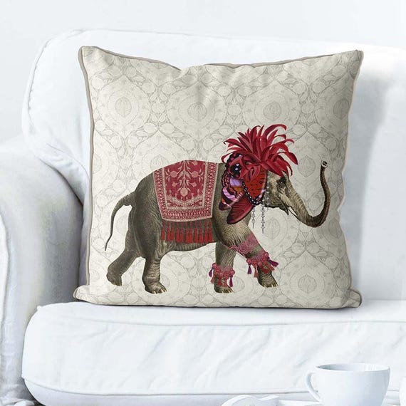 Elephant Decor Elephant Pillow Indian Decor Animal Cushion