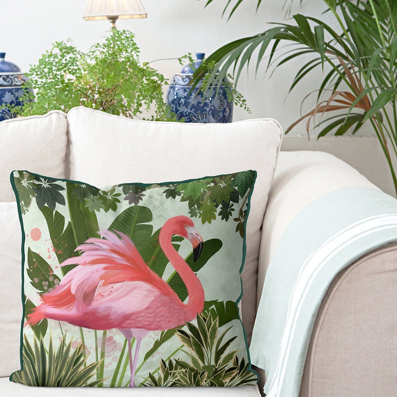 Trending now Pink flamingo pillow Flamingo decor Tropical decor Flamingo gifts flamingo cushions Jungle decor tropical trend image 4