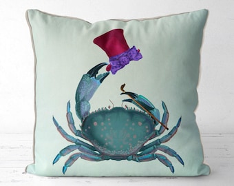 Nautical Pillow Cover Nautical Decor Blue Crab Beach House Decor Coastal Living Coastal Decor kids nautical bedroom kids room pillow