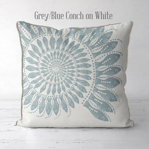 Modern coastal pillow covers Coastal throw pillows - Little Fishes Spiral Shell Midnight Blue on White Coastal style, Nautical pillow covers image 6