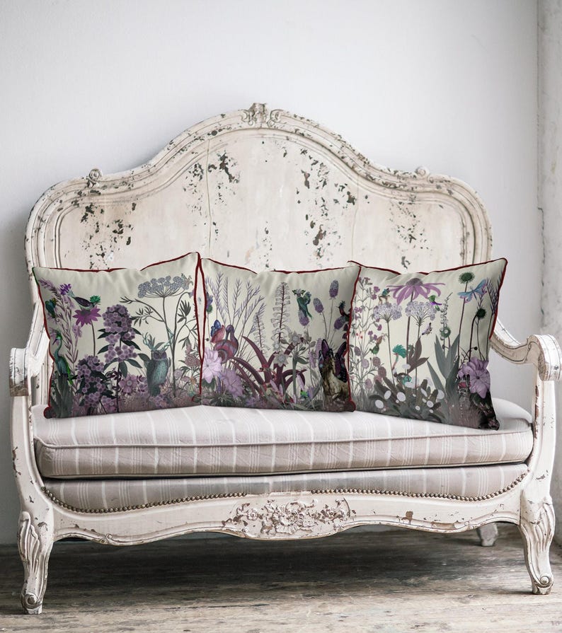Federa per cuscino con cigno e fiori, cuscino di design fatto a mano con insoliti e bellissimi uccelli, elegante cuscino decorativo per la casa con motivo floreale rosa. immagine 6