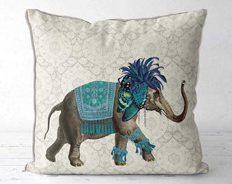 Elephant pillow indian decor Elephant decor Blue Accent pillows throw pillow cover accent cushions india decor animal cushion uk seller shop