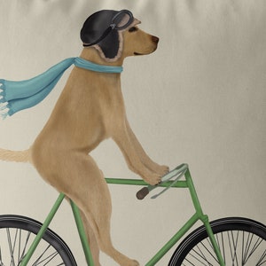 Cute Yellow Lab gift idea, Yellow Labrador on Bicycle, Yellow Labrador Pillow Cover, Yellow Lab on Bike, Labrador gift idea for lab owner image 5