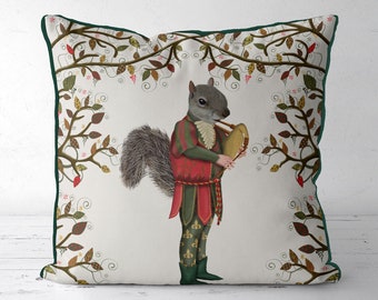 Woodland nursery decor Squirrel gift Squirrel pillow Squirrel print uk sellers only Woodland Animal print pillow Squirrel minstrel