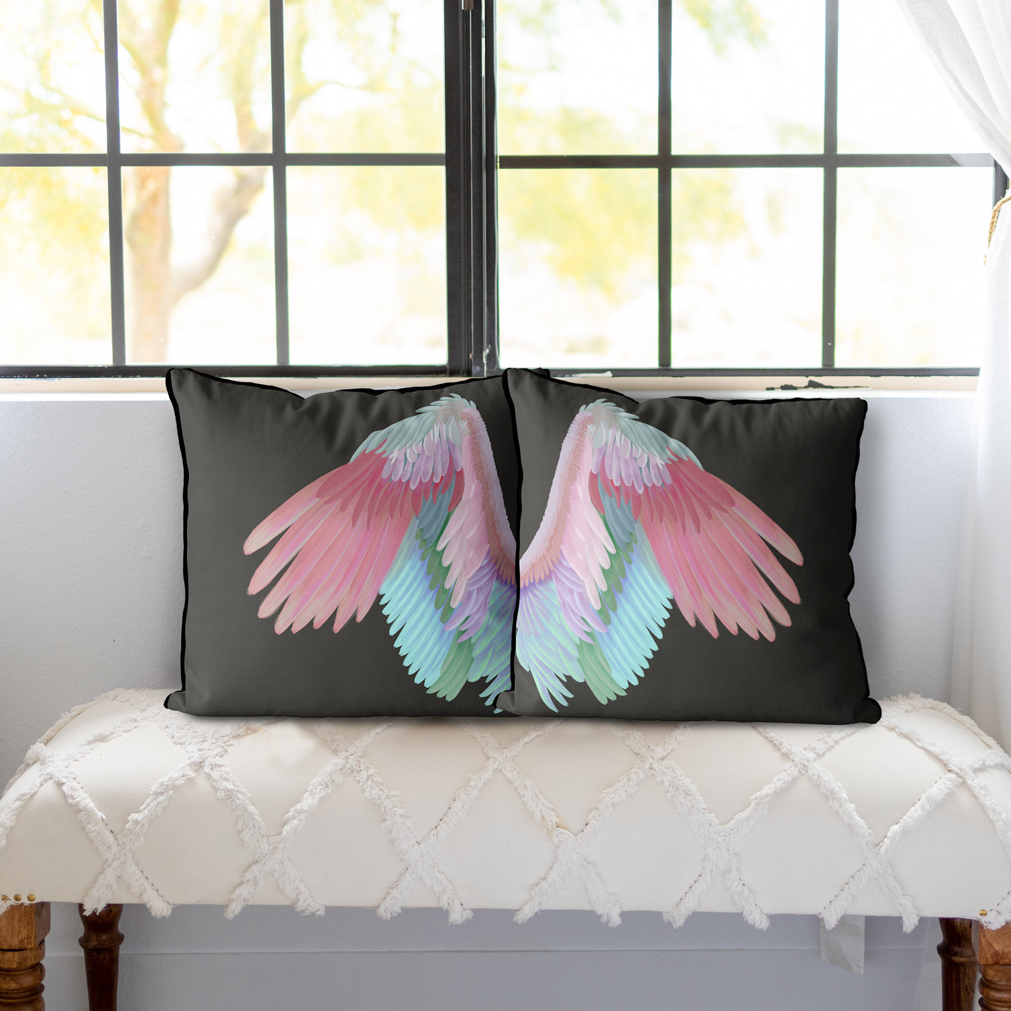 Set of 2 Angel Wing Pillow Covers Multiple Colours Etsy