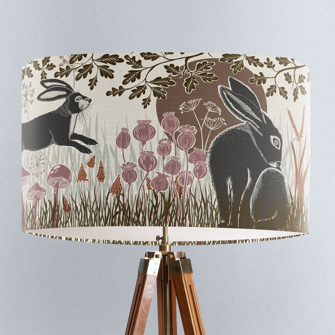 Country lamp shade Woodland lamp shade Hare lampshade cottage | Etsy