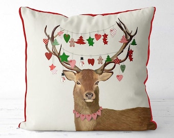 Christmas pillows Woodland Animal Pillow cover Hanging Decor deer cushion cover woodland deer christmas cushion cabin decor ski lodge decor