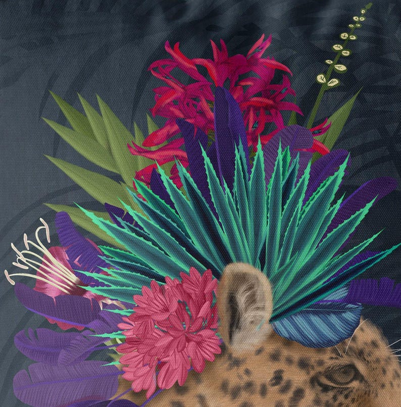 Exotic whimsical leopard pillow cover, tropical safari throw cushion image 3