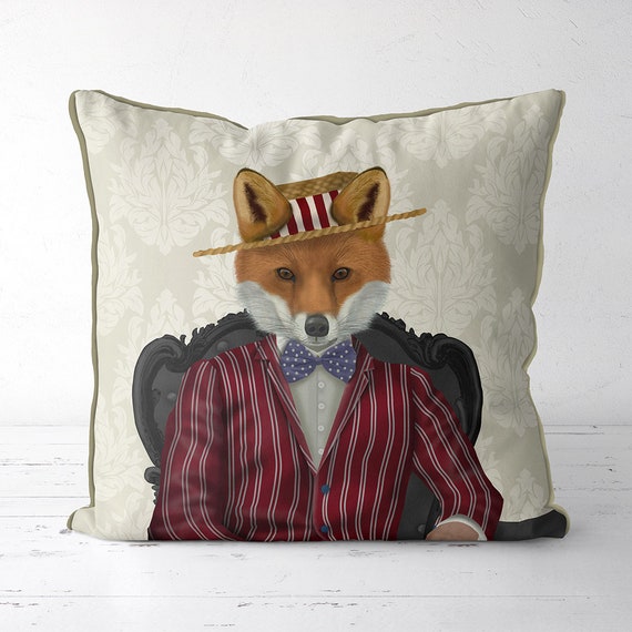 Fox Decor Fox Cushion Fox Pillow Fox Gifts Woodland Decor Housewarming Gift  Fox Throw Pillow Fox Accent Pillow Animal Cushion Home Decor 