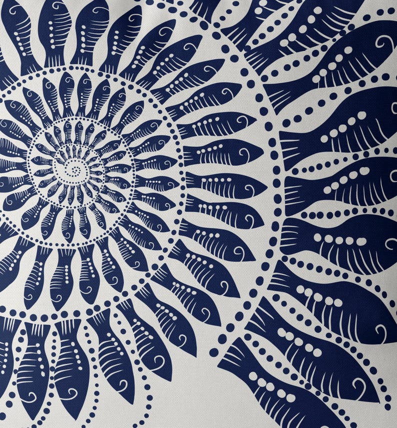Modern coastal pillow covers Coastal throw pillows - Little Fishes Spiral Shell Midnight Blue on White Coastal style, Nautical pillow covers image 3
