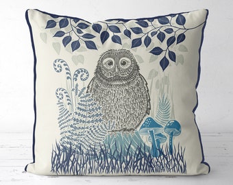 Bird pillow - Country Lane Owl2- Owl cushion cover Owl decor owl lover gift Nursery decor woodland nursery woodland decor owl pillow UK Shop