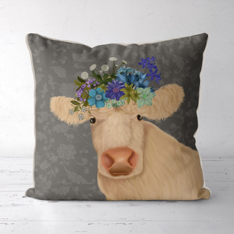 Cream Cow farmhouse pillow cow accent pillow cow throw Etsy
