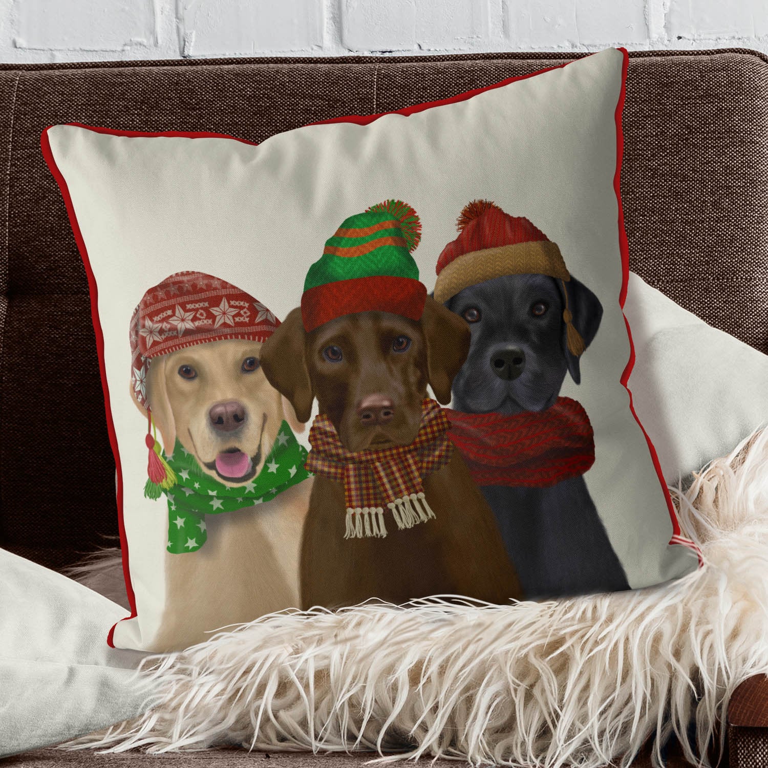 Yellow Labrador Pillow Cover Yellow Lab Gift Labrador Retriever Cushion  Labrador Gift Idea Labrador Retriever Pillow Red Cardinals Red Birds 