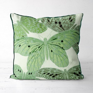 Green Butterfly Pillow Cover - Add Boho Chic to Your Living Room or Bedroom Decor with this Green Cushion Cover Featuring a Butterfly Design