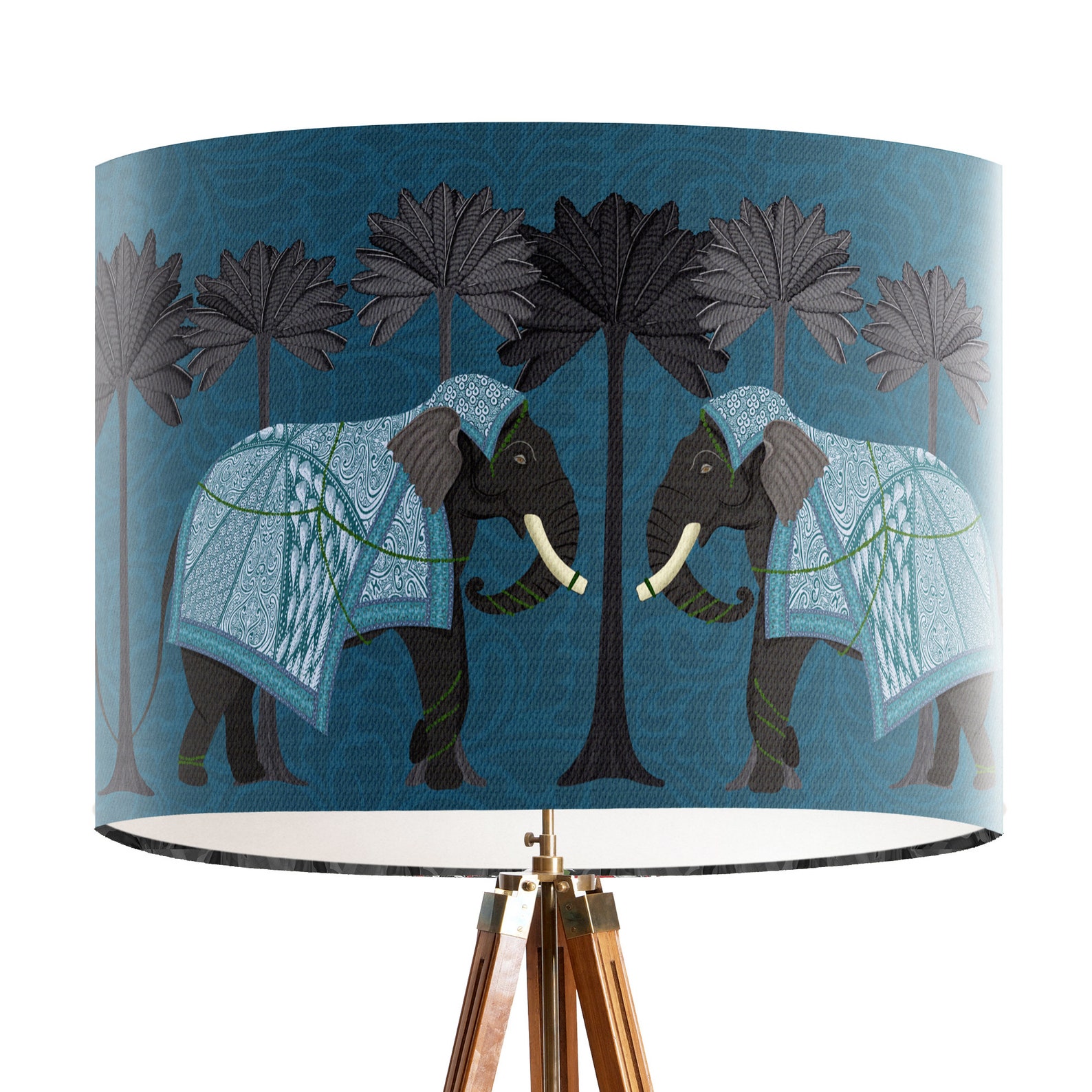 Elephant Lamp Shade Safari Table Lamp Palm Trees Lamp Shade Etsy