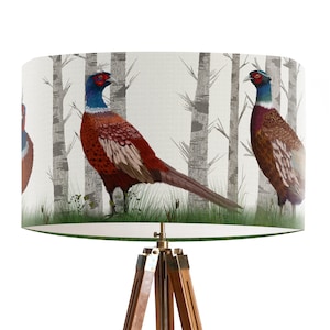 Pheasant Lamp Shade - Country style pheasant lampshade for table lamp,  or pendant lamp shade for ceiling - Country decor woodland