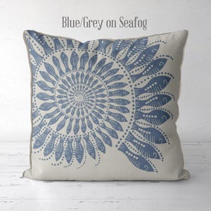 Modern coastal pillow covers Coastal throw pillows - Little Fishes Spiral Shell Midnight Blue on White Coastal style, Nautical pillow covers image 5