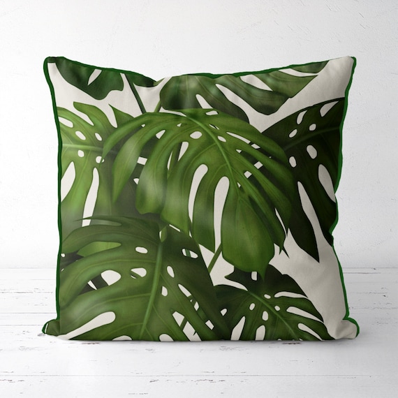Tropical decor monstera plant print Monstera Leaf Pillow Cover Abstract