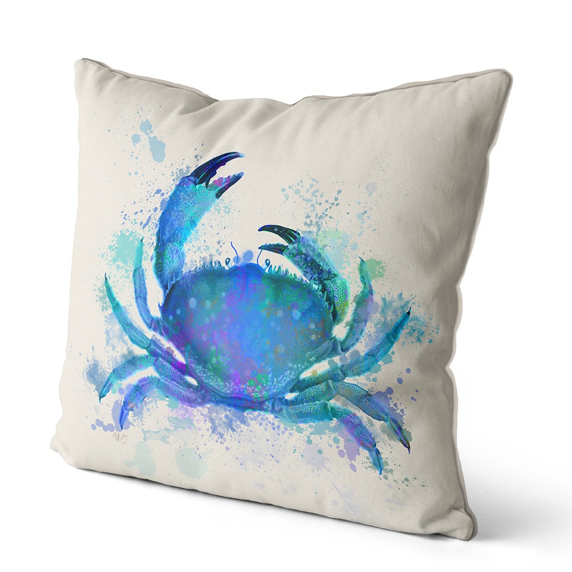 Coastal Pillows Nautical Throw Cushion Blue Crab Pillow Cover Etsy