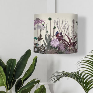 Rosa blommig lampskärm - Wildflower Blush - Tyglampskärm Skogsdjur rosa och lila Sovrumslampskärm stor lampskärm trumma bild 3