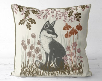 Woodand Fox Cushion cover - Country Lane Fox 3 - fox pillow cover, country cottage decor, farmhouse pillow, country style, British wildlife