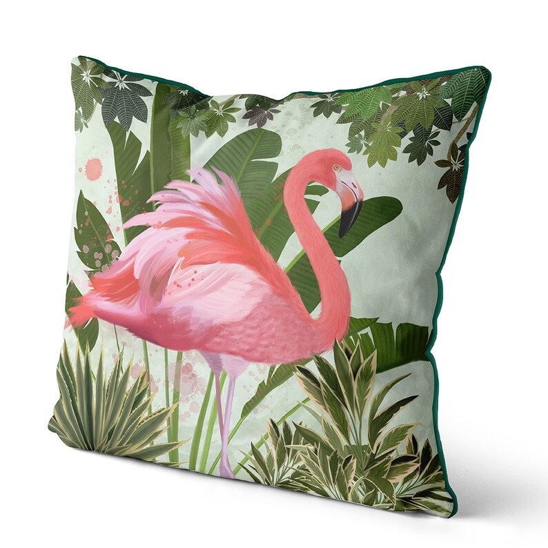 Trending now Pink flamingo pillow Flamingo decor Tropical decor Flamingo gifts flamingo cushions Jungle decor tropical trend image 2
