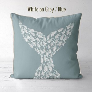 Whale Tail white on navy blue - Nautical pillow cover Modern coastal pillow cover navy Coastal throw pillow, Coastal style handmade designer image 10