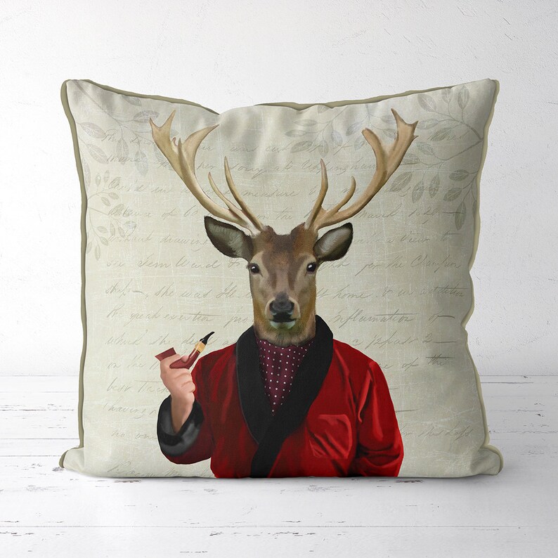 Deer Pillow Stag Cushions Deer Decor Deer Throw Pillow Deer Etsy