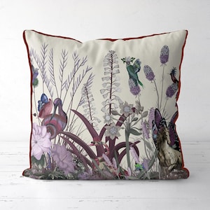 Swan & Floral Pillow Cover, Handmade Designer Cushion with Unusual Beautiful Birds Pink Floral Design Elegant Home Decor Accent Throw Pillow