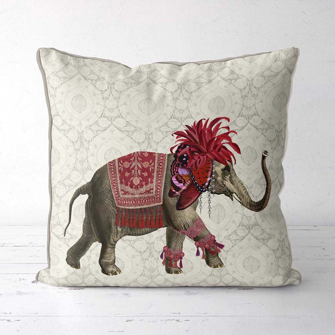 Elephant Decor Elephant Pillow Indian Decor Animal Cushion Etsy UK