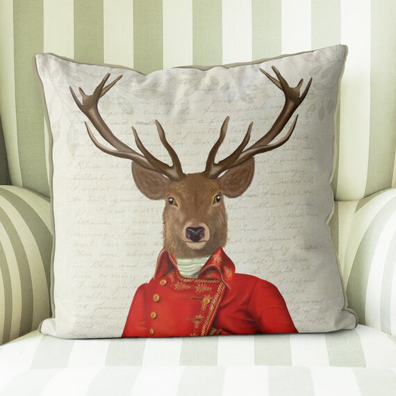 Decorative pillow Deer decor stag decor Woodland Deer Head Throw Pillow