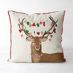 Christmas pillows Woodland Animal Pillow cover Hanging Decor deer cushion cover woodland deer christmas cushion cabin decor ski lodge decor