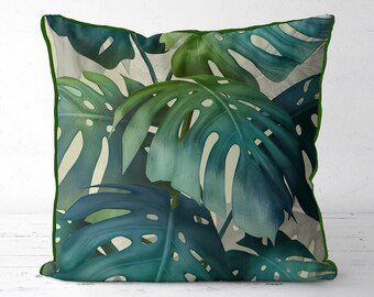 Palm Leaf Pillow Cover, Tropical Green Botanical Accent for Modern Jungle Living Room