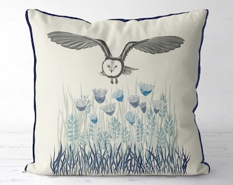 Owl throw pillow cover - Country Lane Owl 4 - woodland animal, british wildlife, Owl illustration gift for Owl  lover countryside Owl accent