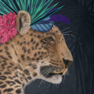 Exotic whimsical leopard pillow cover, tropical safari throw cushion image 4