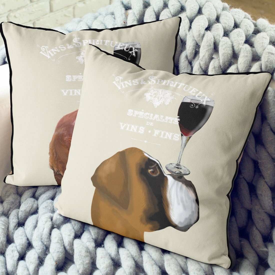 Boxer Dog Pillow Boxer Owner Gifts for Boxer Lovers Wine Gift Etsy