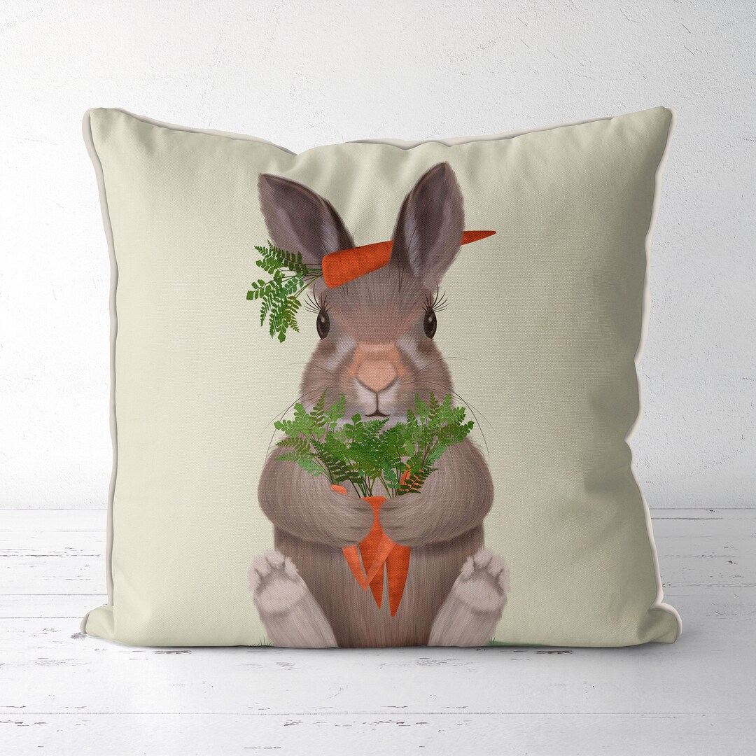 Bunny Carrot Hug Cute Rabbit Pillow Cover Makes a Great Gardeners Gift ...
