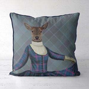 Scottish Deer Pillow Cover - Lady Bess MacBeth - Scottish gift or deer lover, farmhouse cushion cover, country house stag, deer cushion