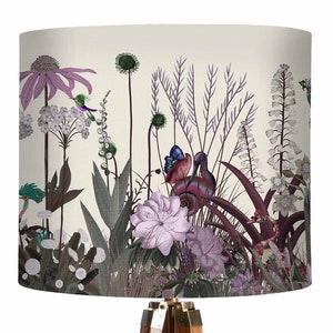 Rosa blommig lampskärm - Wildflower Blush - Tyglampskärm Skogsdjur rosa och lila Sovrumslampskärm stor lampskärm trumma bild 8