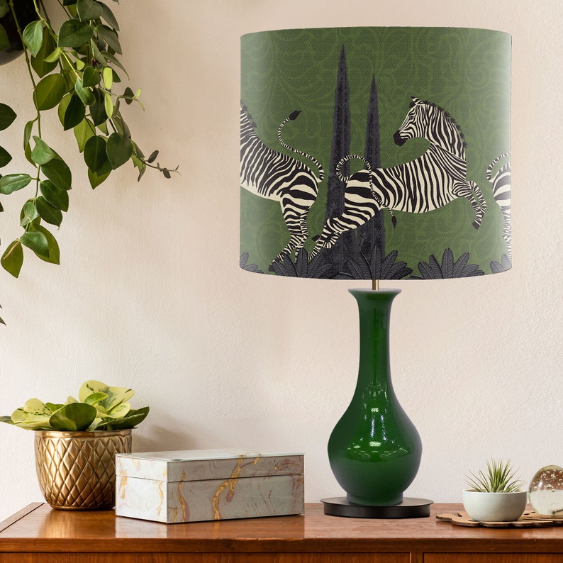 Zebra table lamp Animal floor lampshade Modern lampshade Green Etsy