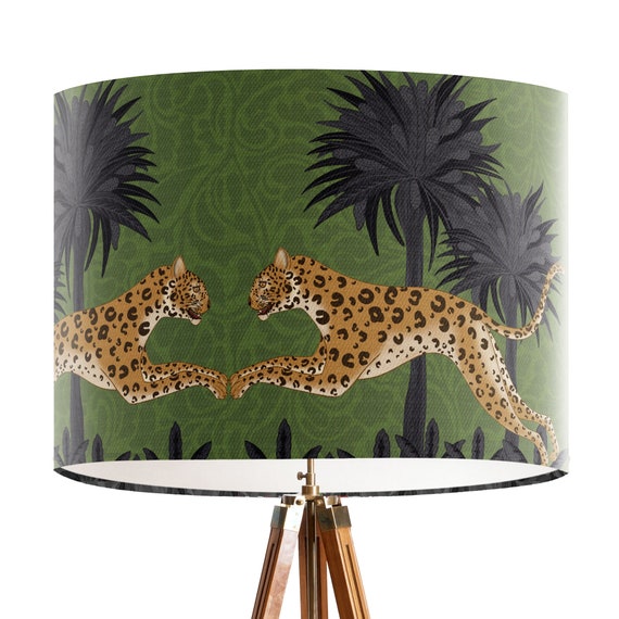 Leopard Print Shade Floor Lampshade, Large Animal Print Lamp Shade
