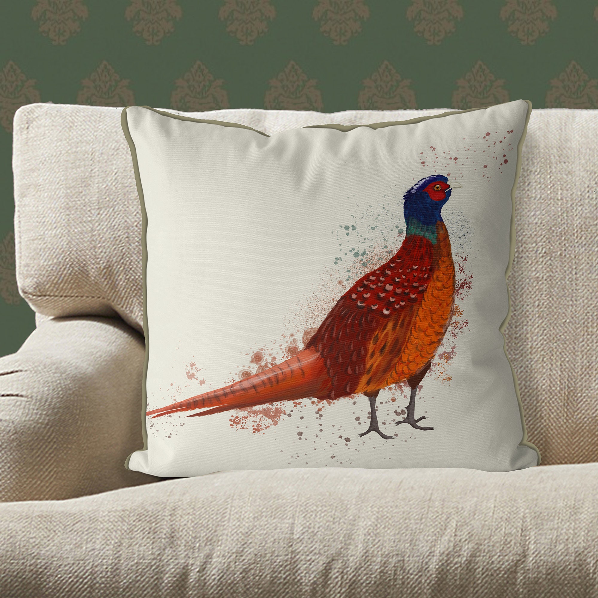 Pheasant Splash 4 Pillow Cover Pheasant Cushions British Wildlife Cushion Cover Country Cottage Decor British Birds Pheasant Cushion Etsy