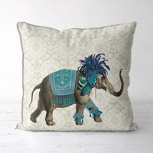 Elephant pillow indian decor Elephant decor Blue Accent pillows throw pillow cover accent cushions india decor animal cushion uk seller shop